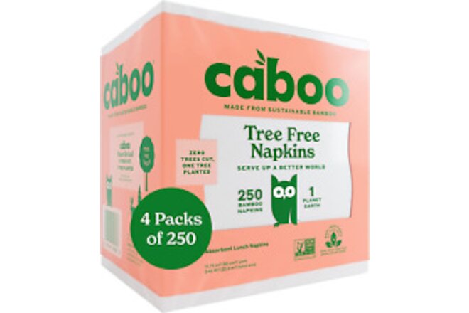 Tree Free Napkins, 4 Packs of 250, 1000 Total Napkins, Sustainable & Disposable