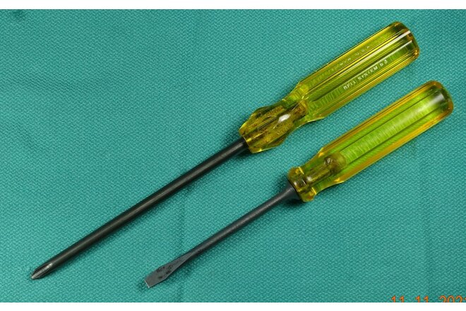 Vintage "Bell System" Screwdriver Pair IRWIN B3  #3 Phillips Stanley E 1/4" Flat