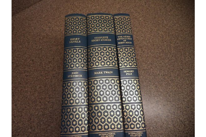 Vintage 3 LOT Books International Collectors Library~MARK TWAIN, STEINBECK, PYLE