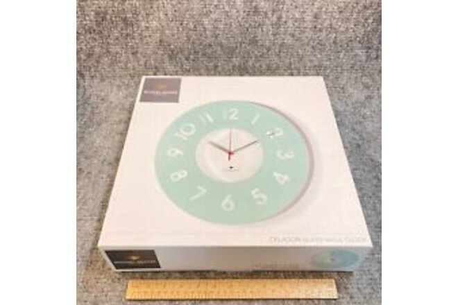 MCM Michael Graves Design Celadon Painted Glass Face Wall Clock New Old Stock
