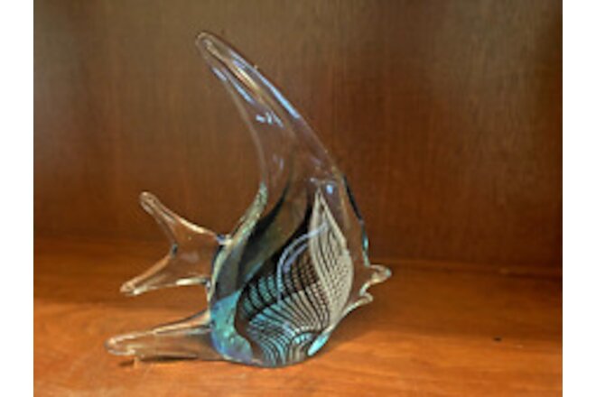 Angel Fish Blue Murano Style Hand Blown Glass Heavy Art Glass.