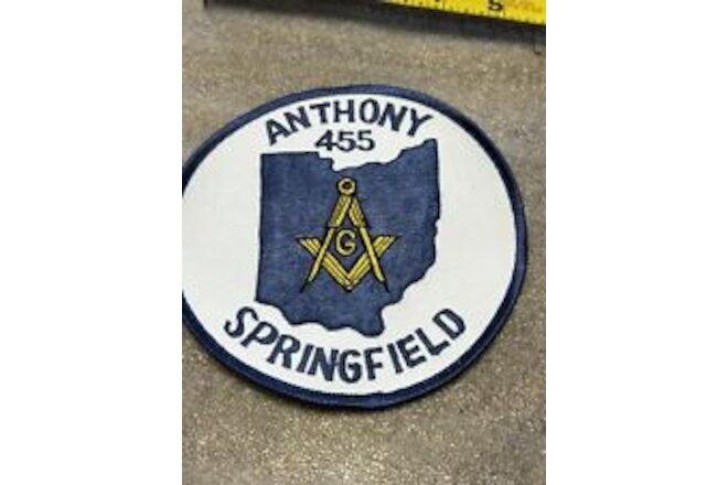 Springfield Ohio Anthony Lodge 455 Freemason Vintage Patch G Square