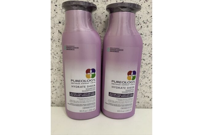 2x  Pureology Hydrate Sheer Shampoo 8.5oz - New!
