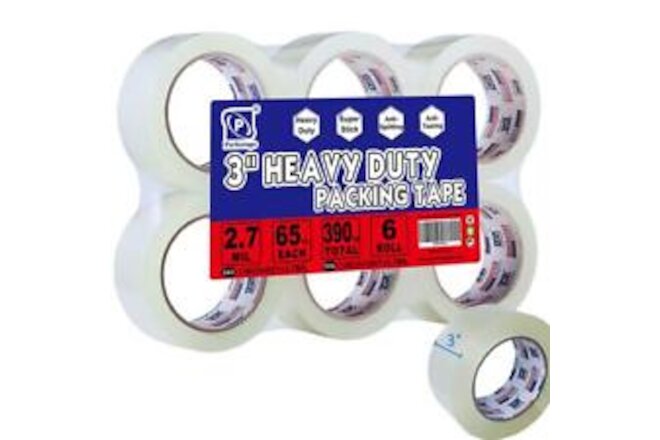 PERFECTAPE 3" Heavy Duty Packing Tape 6 Rolls, Total 390Y, Clear, 2.7 mil, 3 ...