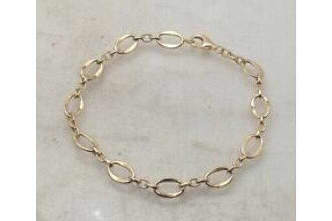8" Technibond Alternating Multi Oval Link Bracelet 14K Yellow Gold Plated Silver
