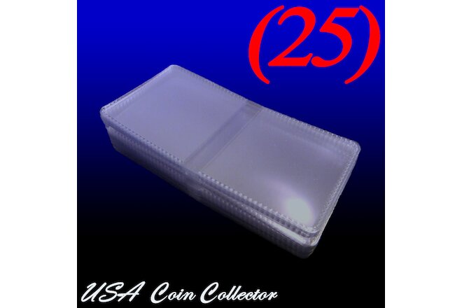 (25) 2x2 Double Pocket Vinyl Coin Flips for Storage - PVC Free Plastic Holders