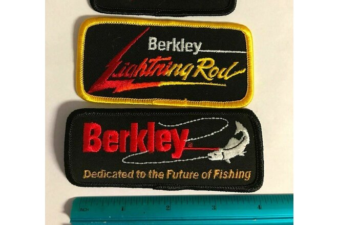 Vtg Berkley Lightning Rod Trilene Fishing fish line hat jacket patch new Lot X2