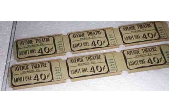 Vintage lot Avenue Theatre 40c Tickets Dubois Pennsylvania