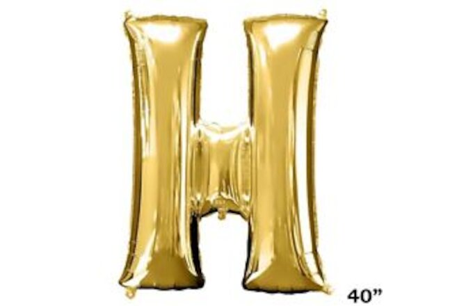 40" GOLD Letter H Mylar Foil Balloon 1 pc Party BackDrop Decorations Supply