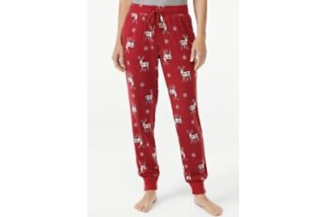 Joyspun Hacci Knit Sleep Joggers Pajama Pants Pj Christmas Plaid Deer Red 2X