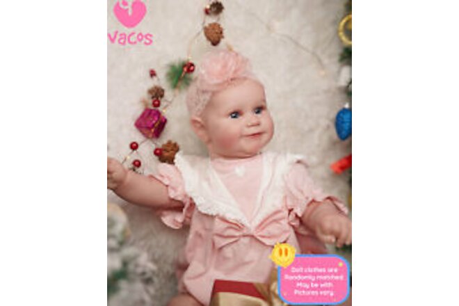 VACOS 24'' Reborn Baby Dolls Lifelike Handmade Silicone Vinyl Girl Newborn Doll