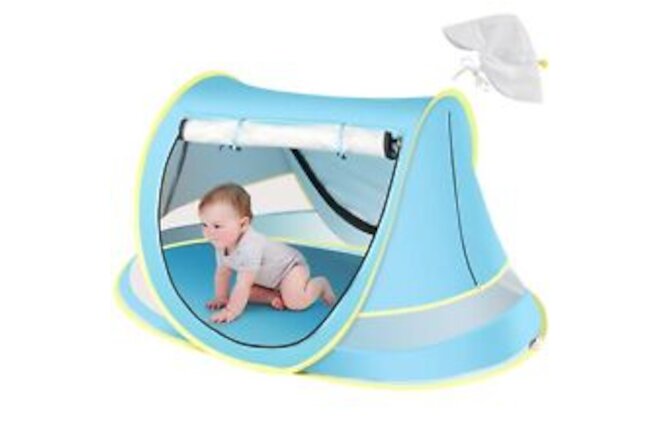 Baby Beach Tent with Baby Hat, Pop Up Toddler Travel Tent with Sun Hat for Bo...