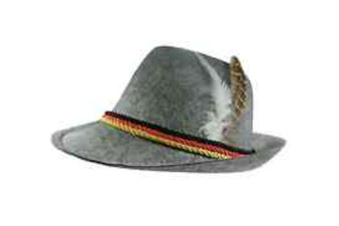 German Flag Band Colors,Bavarian,Hat,Feather.Felt.Unisex Oktoberfest Grey,1 size