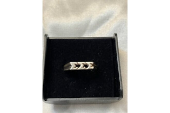 Sigma Sigma Sigma Sterling Silver BLOCK Ring size 8 LICENSED RETIRED