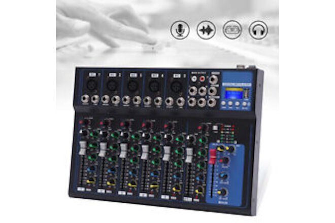 Portable 7-Channel Bluetooth Audio Mixer USB DJ Sound Mixing Console Board
