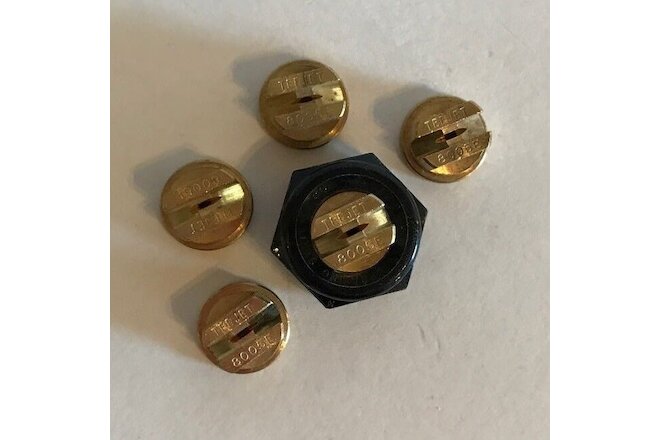 TeeJet TP8005E Spray Tip Brass Lot Set of 5 with Free Caps