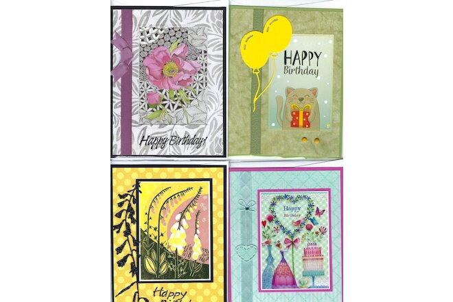 Handmade BIRTHDAY CARDS #B9-Lot of 4
