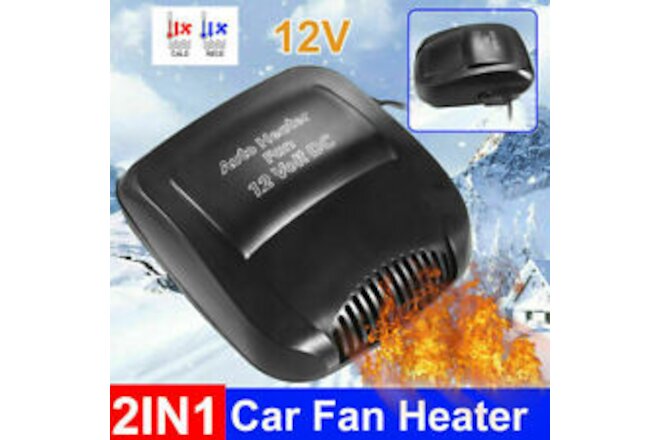 2024 12V Portable Car Heater Defroster Black 10-15A 150W 2 Working Mode