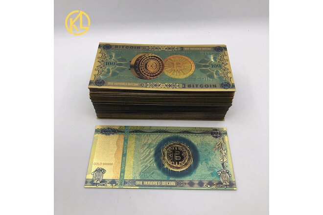 100pcs/lot ONE Hundred Bitcoin Gold Banknote BTC Money Souvenir Collection +COA