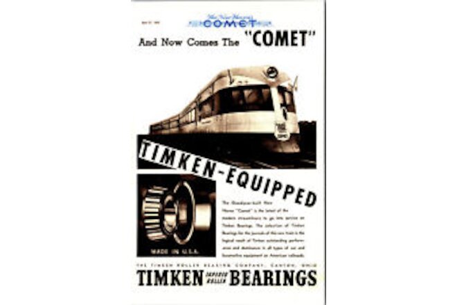 Timken Bearings New Haven Comet Reprint Postcard Railway Train Engine Railroad