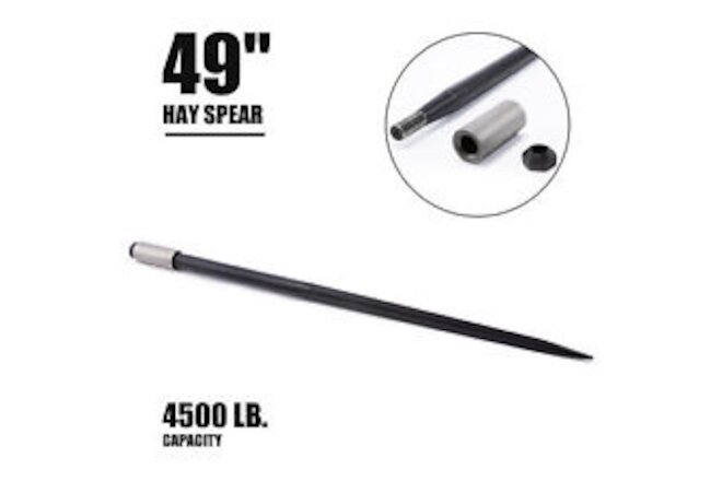 Heavy Duty 49in Hay Spike Bale Spear 4500lb Capacity Reliable Sleeve Nuts