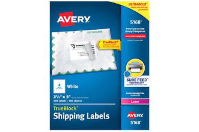 TrueBlock Shipping Labels, Sure Feed Technology, Permanent Adhesive, 3-1/2