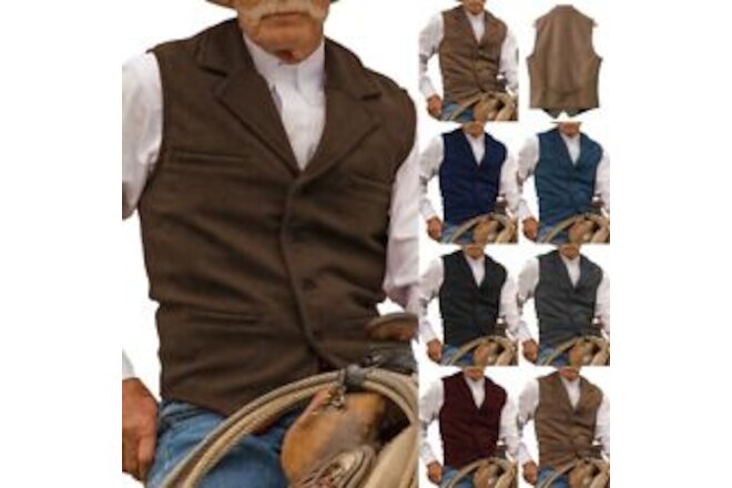 Aged Mens Vests Vintage Wesern Cowboy Mens Tweed Herringbone Vest M Large XL XXL