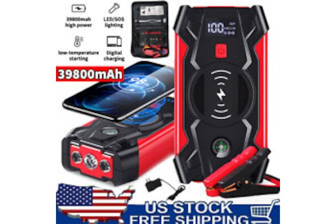 800A Car Jump Starter Booster Jumper Portable Power Bank Battery Wireless Charge