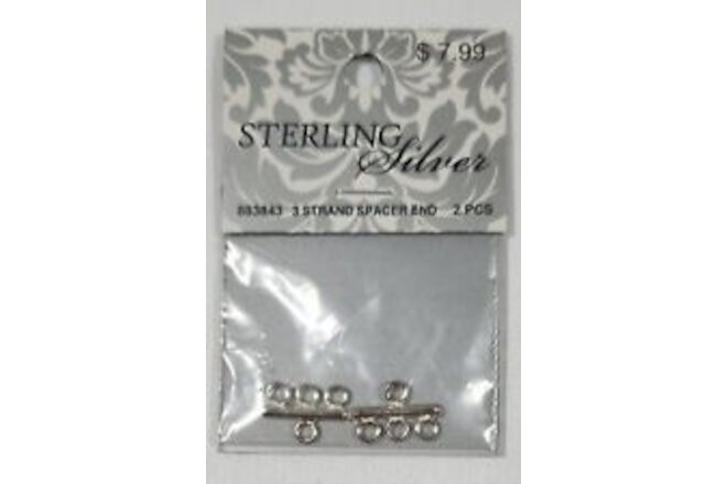 2 PCS Sterling Silver 3 Strand Spacer Ends Jewelry Replacements/Crafts/Repair