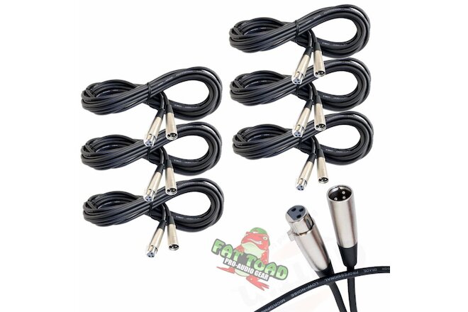 FAT TOAD Microphone Cords 20FT - 6 PACK XLR Cable Wire Female Male Recording PA
