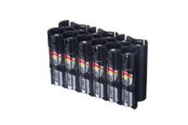 by Powerpax AAA Battery Storage Caddy, Black, Holds 12 Batteries (Not Included)