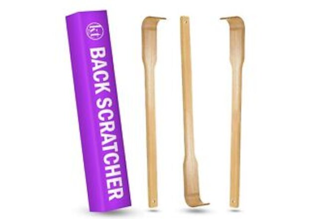 3pcs Wooden Back Scratcher Long Handle for Hard to Reach Self Pick Itch Relief