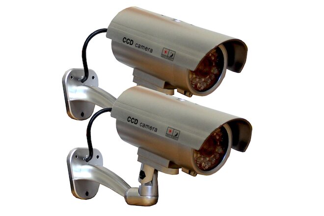 2x Dummy Security Camera Fake Waterproof LED Light Home Surveillance Outdoor