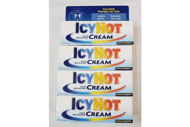 Lot 4 Icy Hot Pain Relieving Cream Extra Strength 3oz Each Expire 7/2023