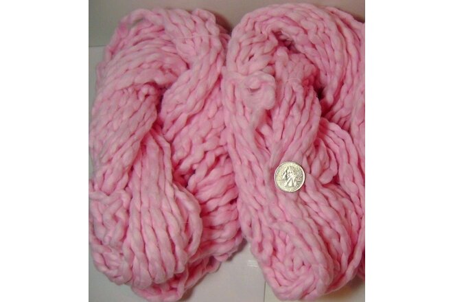 Lot 2 Hanks Handspun Cotton Chunky Pink Saco River Dyehouse 100-105 grams Each