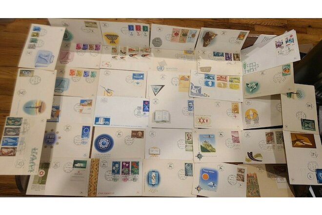 Lot of 34 - Israeli First Day Covers - 1950's - Israel Stamp Envelopes