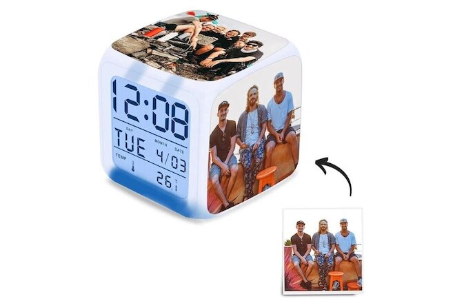 10pcs Blank Sublimation Digital Alarm Thermometer Night Glowing 7 Colors Clock