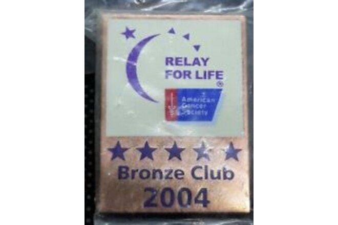 Vtg RELAY FOR LIFE BRONZE CLUB PIN TAC AMERICAN CANCER SOCIETY NEW