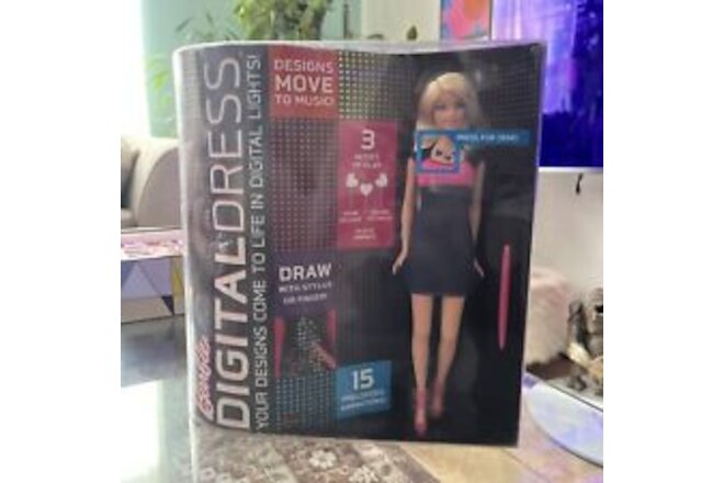 BARBIE DIGITAL DRESS Doll Blonde Pink & Black Light Up Design Moves to Music NEW
