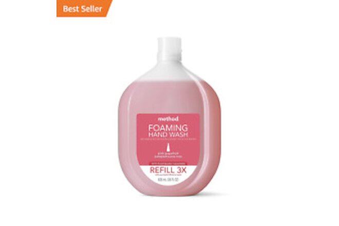 Foaming Hand Soap, Refill, Pink Grapefruit, Recyclable Bottle, Biodegradable For
