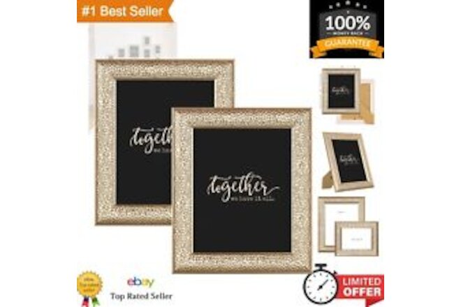 8x10 Inch 2 Pack Modern Gold Picture Frames Set with High Definition Glass fo...