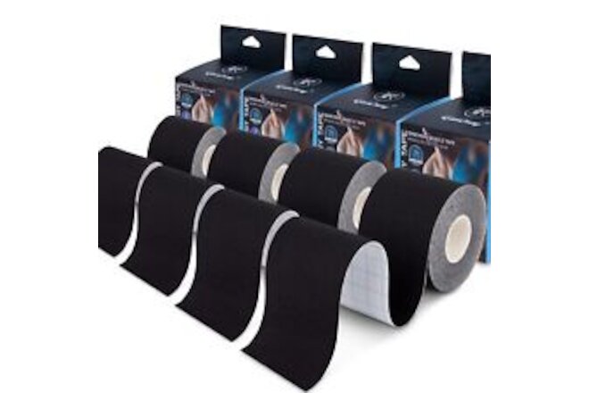 4 Pack Kinesiology Tape for Sports Athletes - 16 FT Waterproof Athletic Tape ...