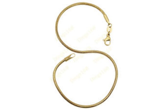 Designer Inspired 18K Yellow Gold Filled 7 inch 2mm Snake Chain Bracelet/Anklet