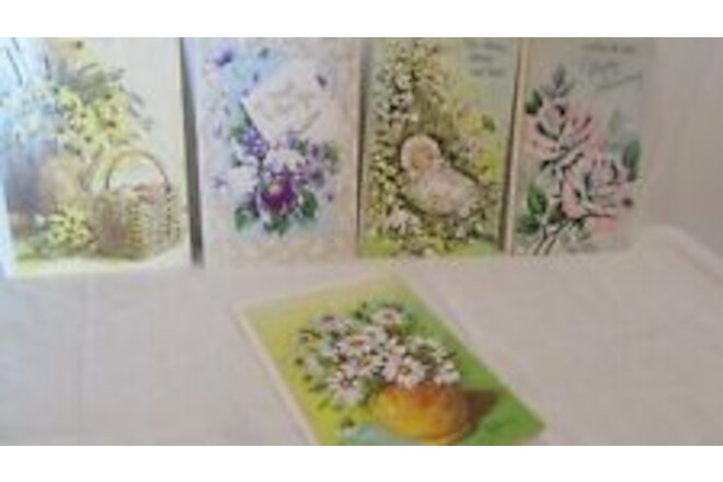 5 Vtg Greeting Cards Get Well Congratulations For Baby Anniversary Fantusy