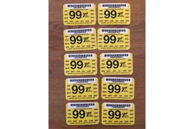 TEXAS 10 NEW 1999 Windshield Vehicle Registration/License Plate Stickers Man Cav