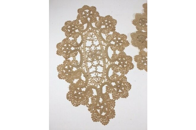 2 Authentic 9" x 5 1/2" handmade Bobbin Lace doilies bought in Italy in 1973 LOT