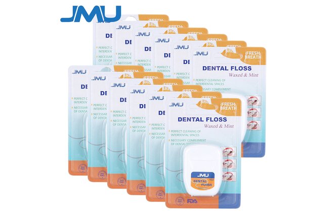12PCS JMU Dental Oral Floss 50 yards Mint Waxed FDA Approved