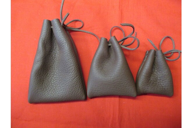 3 GENUINE NEW ZEALAND DEERSKIN Drawstring Pouches, Coins, Hunting, MIsc Use