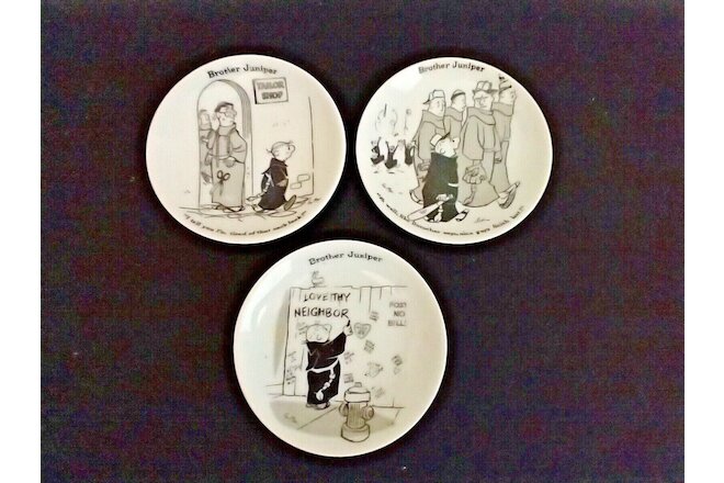 Lot 3 Brother Juniper plates 4" Publishers Syndicate 1958