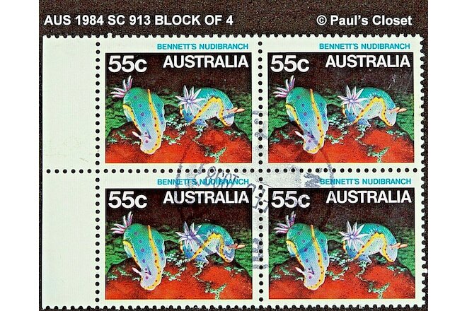 AUSTRALIA 1984 SC 913 BENNETTS NUDIBRANCH BLOCK OF 4 UNG FINE/VERY FINE